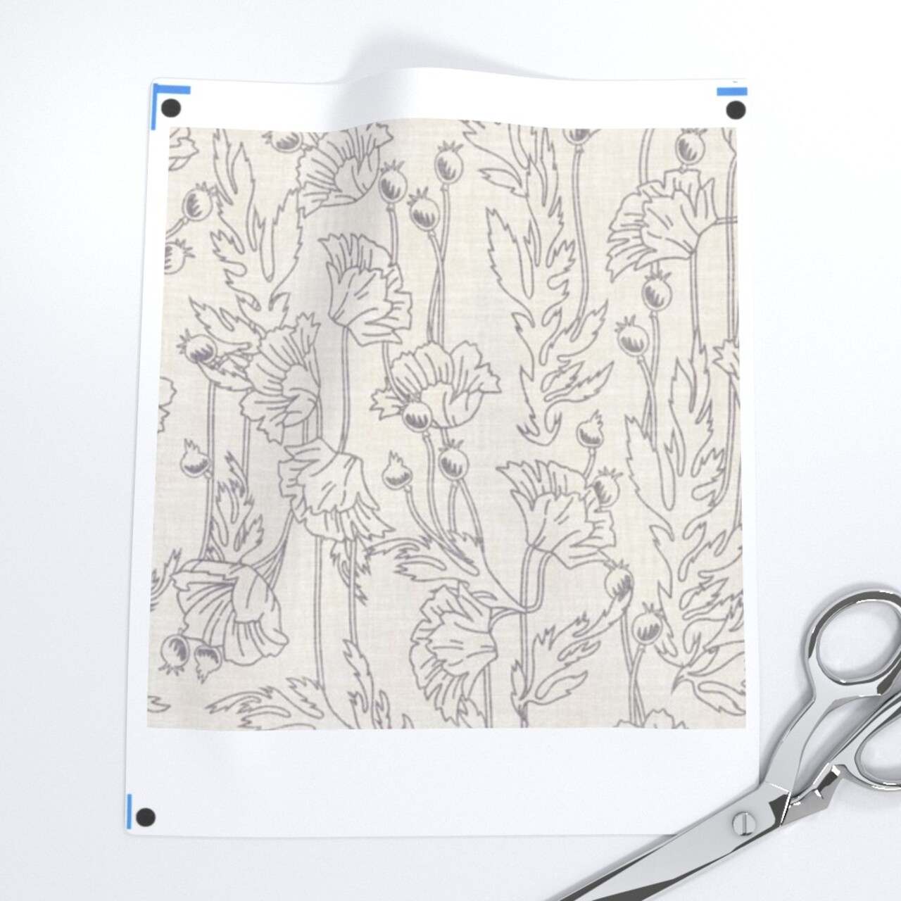 Poppy Grey Flower Vintage Modern Leaf Line Custom Pre-pasted Wallpaper by Spoonflower Pre-Pasted Wallpaper 2FT Wide
